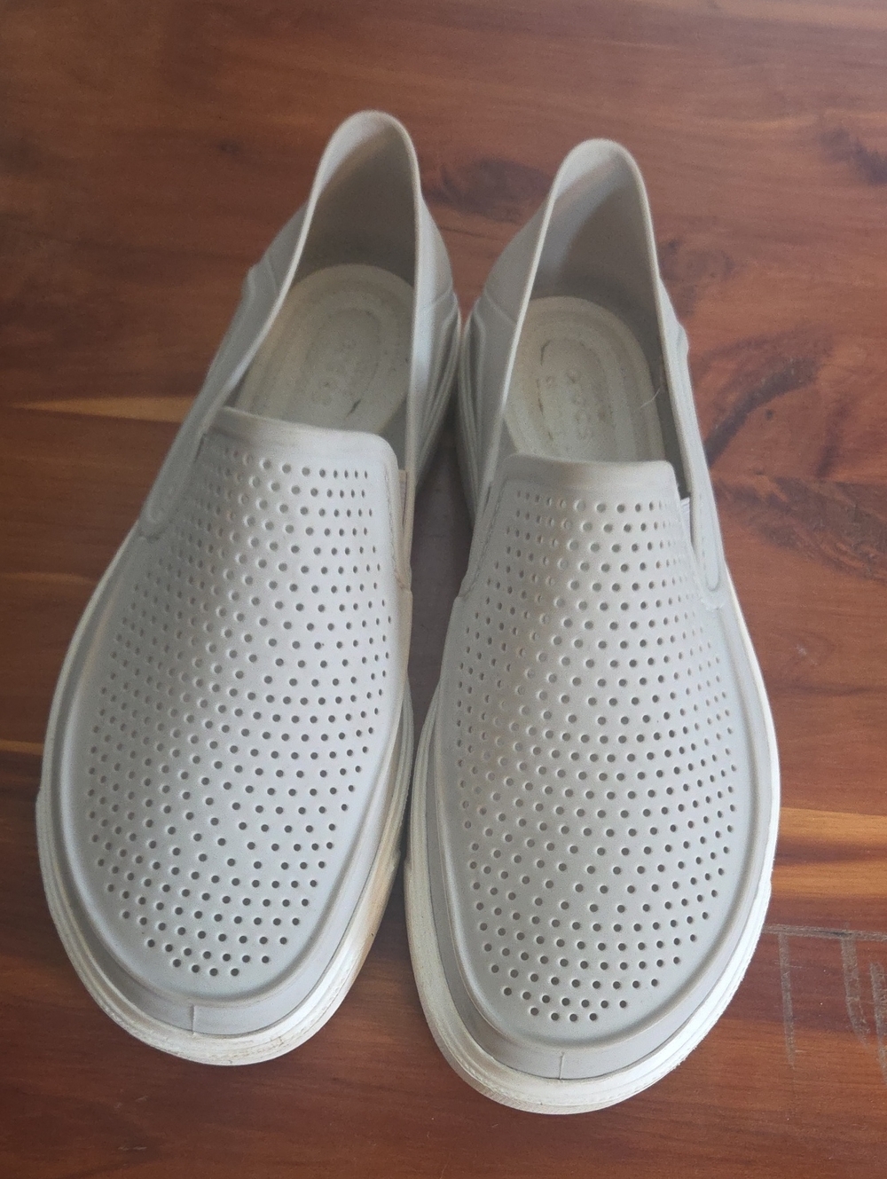 CROCS Men's Perforated Slip-On Loafers - Cream